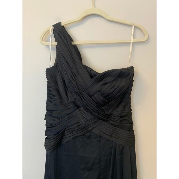 Jade Couture Black Maxi Long One Shoulder Rouched Chiffon Formal Dress Size 8 - Picture 3 of 11